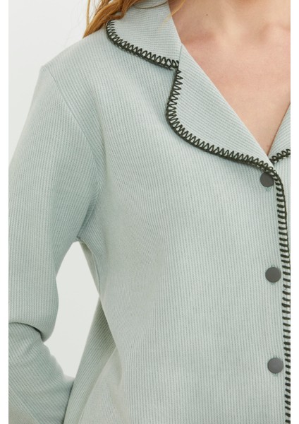 Düğmeli Gömlek Model Pijama Takım - Yeşil fırsatları