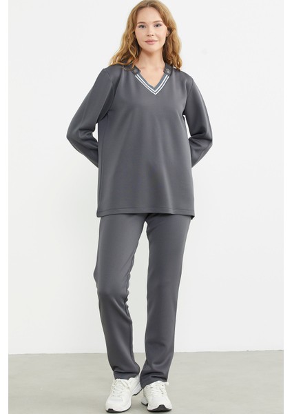 Scuba Yaka Detaylı Eşofman Takım - Antrasit modelleri