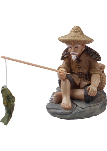 Balıkçı Figürinler Bahçe Heykeli Minyatür Figür Kapalı Açık Heykel Rastgele 4.5x5.5x6.8cm (Yurt Dışından)