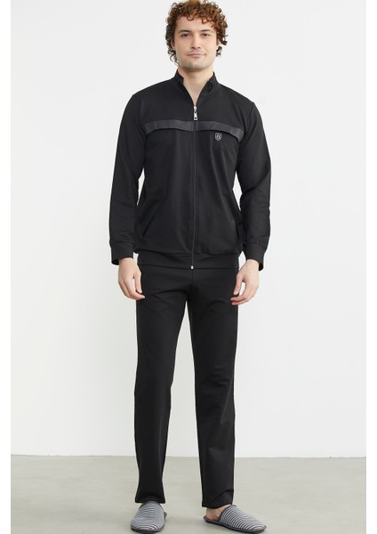 Dik Yaka Fermuarlı Eşofman Takım - Siyah modelleri