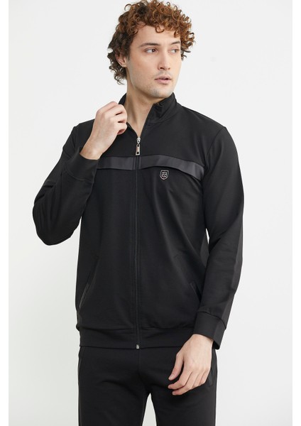 Dik Yaka Fermuarlı Eşofman Takım - Siyah indirimleri