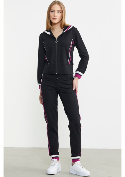 Renkli Biye Detaylı Jogger Eşofman Takım - Siyah fırsatları