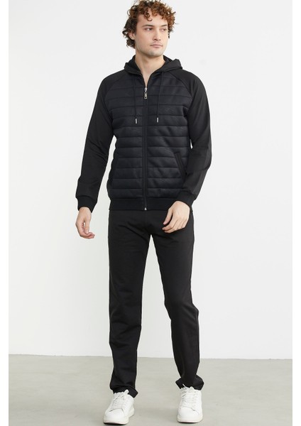 Kapitone Detaylı Kapüşonlu Eşofman Takım - Siyah fiyatları