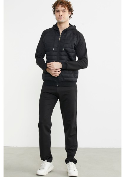 Kapitone Detaylı Kapüşonlu Eşofman Takım - Siyah indirimleri