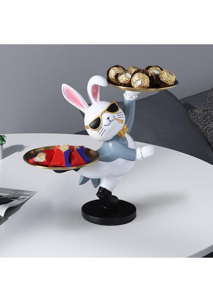 Tavşan Heykeli Depolama Tepsisi Tavşan Heykelcik Takı Biblo Tepsi Anahtarlık Gri (Yurt Dışından) fiyatları