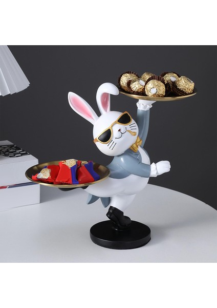 Tavşan Heykeli Depolama Tepsisi Tavşan Heykelcik Takı Biblo Tepsi Anahtarlık Gri (Yurt Dışından) fırsatları