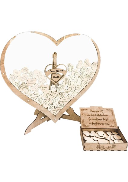 Düğün Konuk Kitabı Partisi Dekorasyon Kutusu Ziyaretçileri Ahşap Kalpleri Imzalayan 80 Kalp (Yurt Dışından) fiyatları
