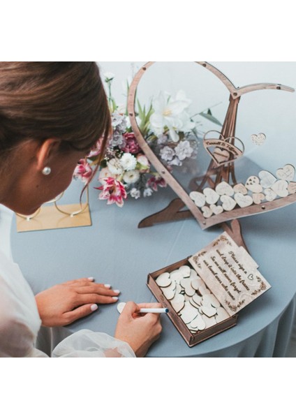 Düğün Konuk Kitabı Partisi Dekorasyon Kutusu Ziyaretçileri Ahşap Kalpleri Imzalayan 80 Kalp (Yurt Dışından) indirimleri