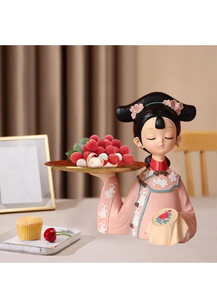 Çin Icı Kız Heykelcik Dekoratif Modern Çerez Ş Tabağı Han ve Tang 25X22 cm (Yurt Dışından) fırsatları