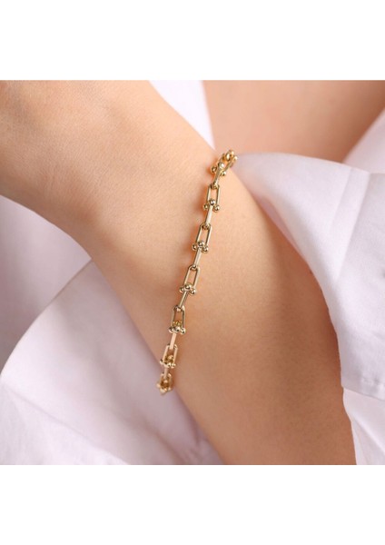 Tiffany Model Bileklik Gold Renk 925 Ayar Gümüş Bileklik fiyatları