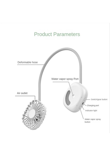 Taşınabilir Asılı Boyun Fanları USB Şarj Edilebilir Yapraksız Mini Hava Soğutma Fanı Hava Nemlendirme Giyilebilir Boyun Bandı Fanları A (Yurt Dışından)