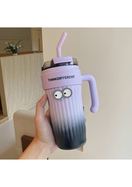 Amerikan Tarzı Termos Bardak 316 Paslanmaz Çelik Kulplu ve Pipetli Kahve Fincanı 860 ml (Yurt Dışından)