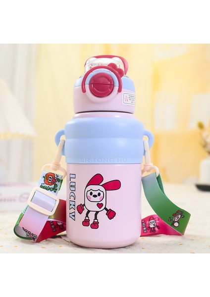 Askılı ve Çift Içme Ağızlı Paslanmaz Çelik Çocuk Su Şişesi 550ML (Yurt Dışından)