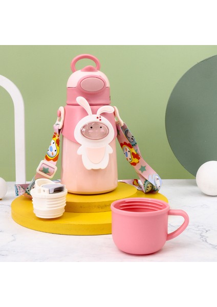 316 Paslanmaz Çelikten Yapılmış Çift Kapaklı Yalıtımlı Çocuk Su Şişesi 500ML (Yurt Dışından)