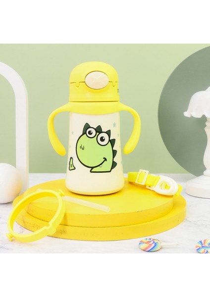 Taşınabilir Çocuk Yalıtımlı Pipetli Bardak, Sap Askılı 360ML (Yurt Dışından)