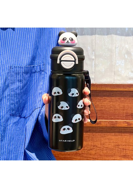 Çift Içme Ağzı Yalıtımlı Çocuk Samanlı Su Şişesi 316 Paslanmaz Çelik 550ML (Yurt Dışından)