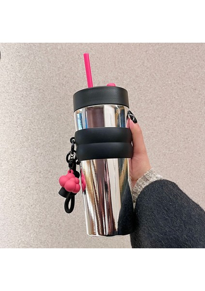 316 Paslanmaz Çelik Kahve Yeni Büyük Kapasiteli Pipetli Bardak 710ML (Yurt Dışından)