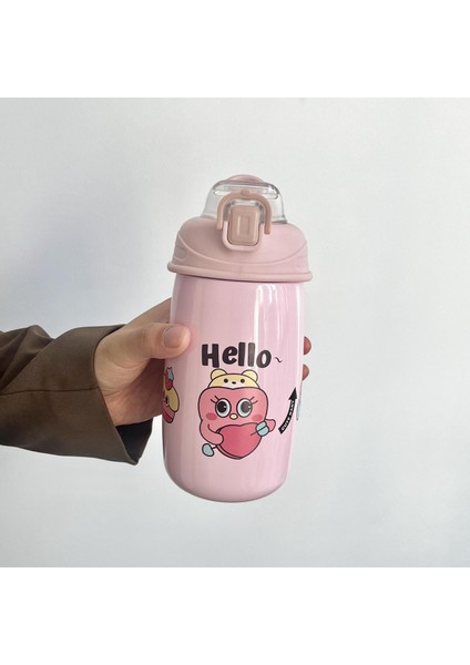 Sevimli Çocuk Yalıtımlı Su Bardağı Paslanmaz Çelik Hasır Su Isıtıcısı 460ML (Yurt Dışından)