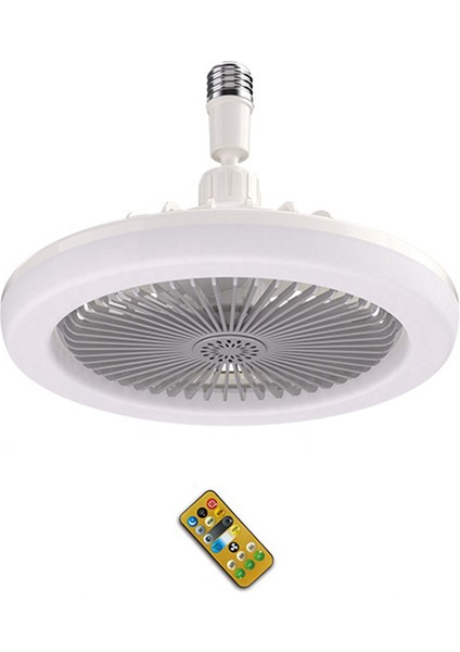 Uzaktan Kumandalı ve Işıklı Tavan Vantilatörü 30W LED Lamba Fanı Akıllı Sessiz Tavan Vantilatörü E27 Dönüştürücü Tabanı Gri (Yurt Dışından)