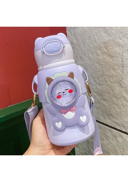 Karikatür Hayvan Çocuk Yalıtım Kupası 316 Paslanmaz Çelik Saman Su Kupası 520ML (Yurt Dışından)