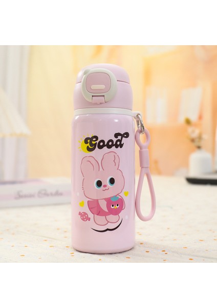 316 Paslanmaz Çelik Sevimli Çocuk Termos Pipetli Bardak Su Şişesi 500 ml (Yurt Dışından)