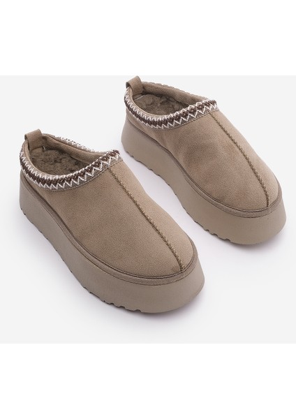 Kadın İçi Kürklü Kalın Taban Önü Kapalı Günlük Kışlık Terlik Furenta Vizon Süet fırsatları
