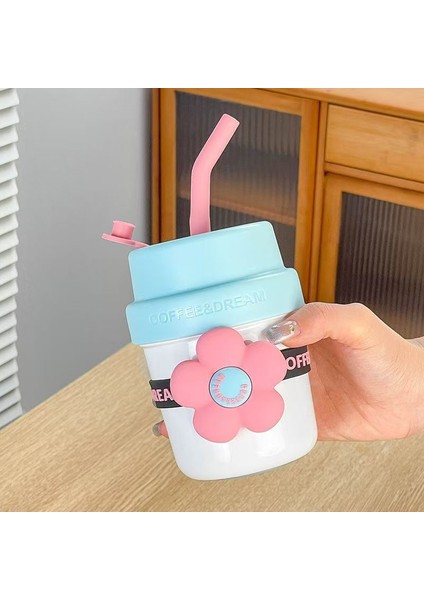 Flower Termos Portatif Pipetli Su Bardağı 400ML (Yurt Dışından)