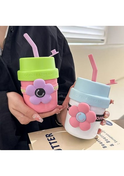 Flower Termos Portatif Pipetli Su Bardağı 400ML (Yurt Dışından) modelleri