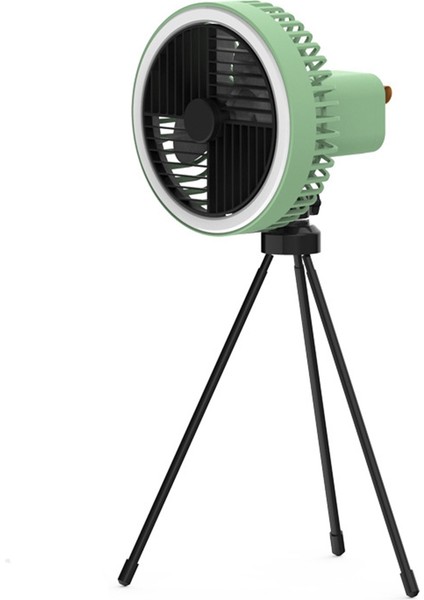 Çok Fonksiyonlu Mini Fan USB Şarj Edilebilir Taşınabilir Fan Açık Kamp Tavan Vantilatörü LED Işık ile Masaüstü Fan Yeşil (Yurt Dışından)