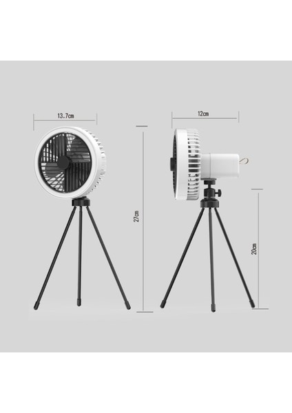 Çok Fonksiyonlu Mini Fan USB Şarj Edilebilir Taşınabilir Fan Açık Kamp Tavan Vantilatörü LED Işık ile Masaüstü Fan Yeşil (Yurt Dışından)