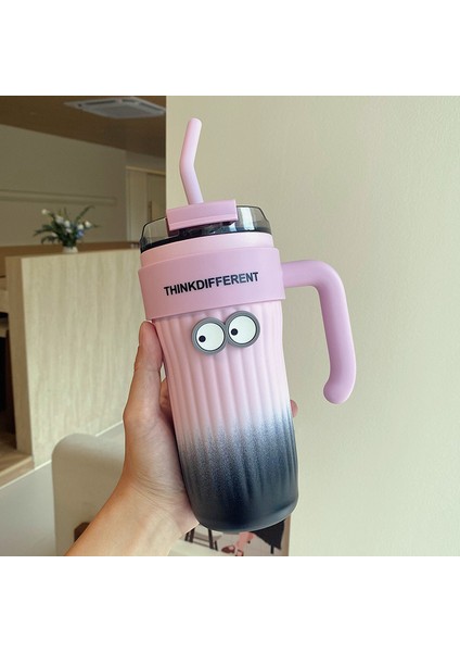 Amerikan Tarzı Termos Bardak 316 Paslanmaz Çelik Kulplu ve Pipetli Kahve Fincanı 860 ml (Yurt Dışından)