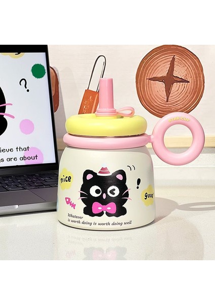 Büyük Kapasiteli, Kulplu Masaüstü Pipetli Bardak 700ML (Yurt Dışından)