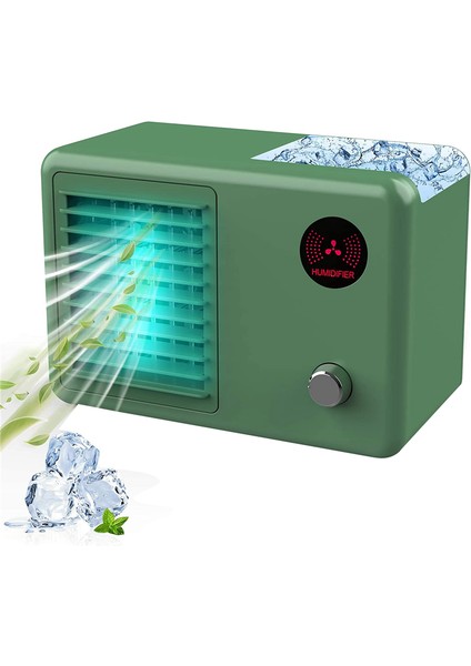 Kişisel Hava Soğutucu Fan, 2000 Mah 3 Hız Moduna Sahip Akülü Taşınabilir Klima, Şarj Edilebilir Mini Hava Soğutucu (Yurt Dışından)
