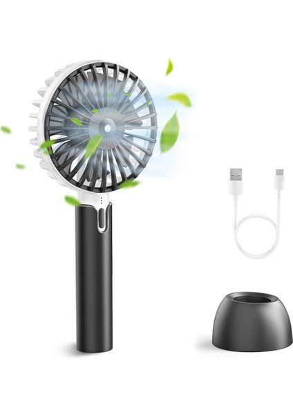Elde Taşınabilir USB Fan, Taşınabilir Mini Fan Şarj Edilebilir Pil, Ofis/dış Mekan/spor/ev/seyahat/kamp Için Masa Fanı - Siyah (Yurt Dışından)