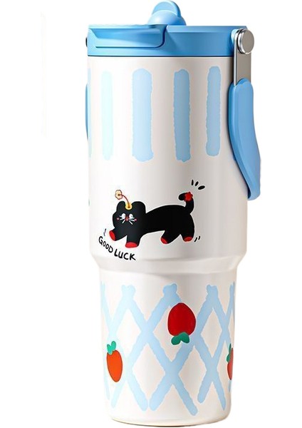 Büyük Kapasiteli Saplı Pipetli Termos Bardak 900ML (Yurt Dışından)