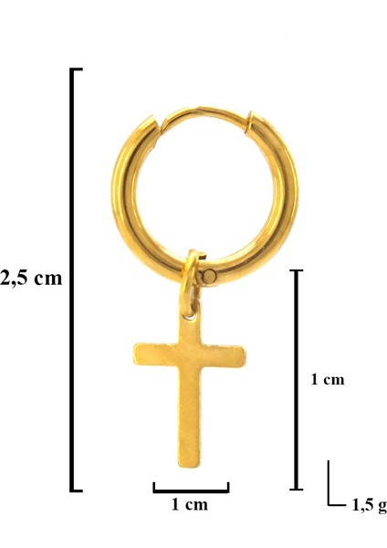 Altın Kaplama Haç Model Sallantılı Halka Küpe UNK-693