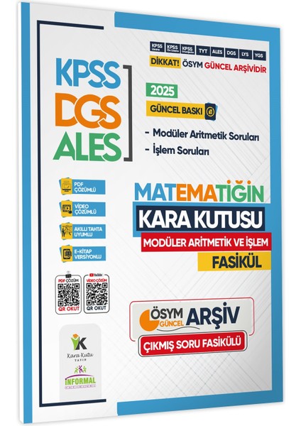 2025 KPSS - DGS - ALES Matematiğin Kara Kutusu Modüler Aritmetik - İşlem Fasikül Dergi Tamamı Dijital Çözümlü