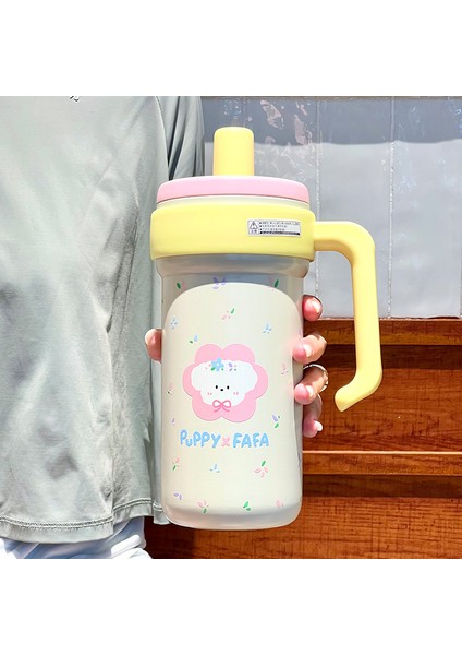 Büyük Kapasiteli Paslanmaz Çelik Pipetli Termos Bardak 1000ML (Yurt Dışından)
