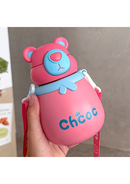 Ayı Pipetli Kupa Taşınabilir Çocuk Su Şişesi 316 Paslanmaz Çelik 500ML (Yurt Dışından)