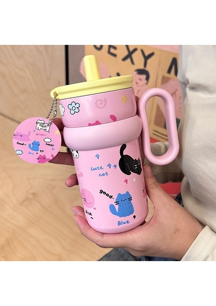 316 Paslanmaz Çelik Kulplu Pipetli Bardak 540ML (Yurt Dışından)