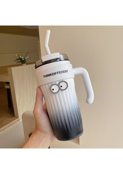 Amerikan Tarzı Termos Bardak 316 Paslanmaz Çelik Kulplu ve Pipetli Kahve Fincanı 860 ml (Yurt Dışından)