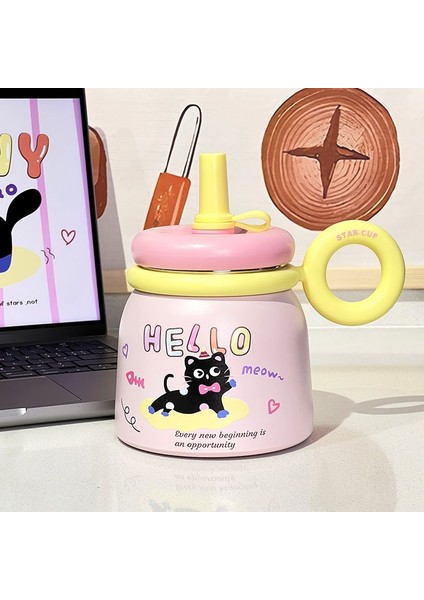 Büyük Kapasiteli, Kulplu Masaüstü Pipetli Bardak 700ML (Yurt Dışından)