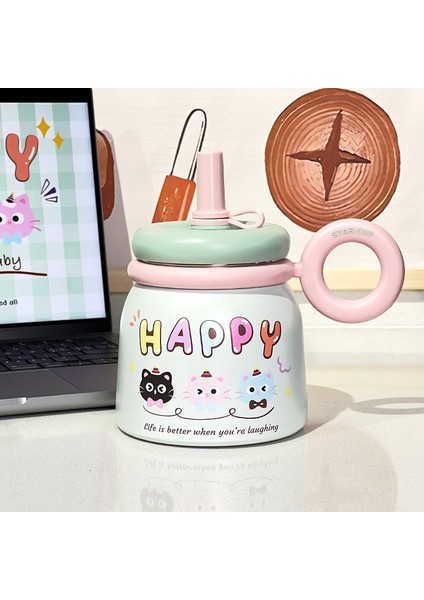 Büyük Kapasiteli, Kulplu Masaüstü Pipetli Bardak 700ML (Yurt Dışından)