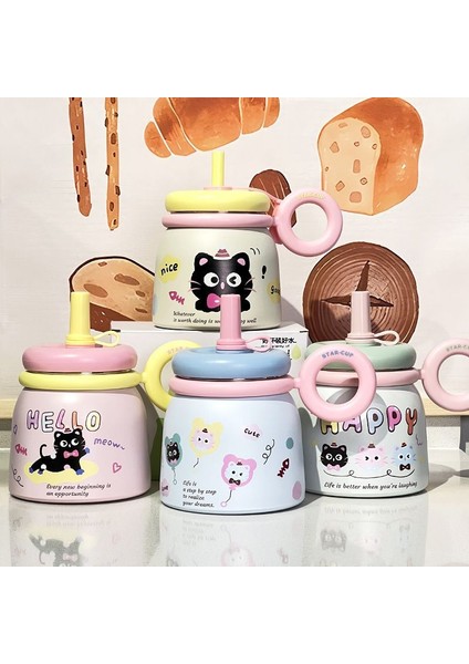 Büyük Kapasiteli, Kulplu Masaüstü Pipetli Bardak 700ML (Yurt Dışından)