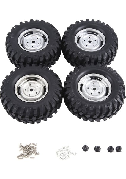4 Adet 96MM 1.9 Inç Jant Lastik Kilitlenme 1/10 Rc Paletli Araba Eksenel SCX10 Redcat, Gümüş (Yurt Dışından)