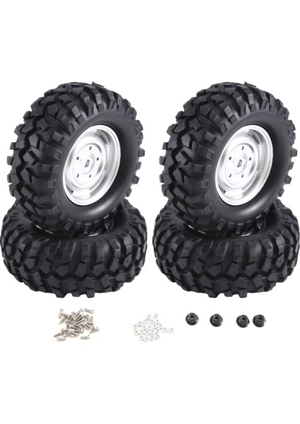 4 Adet 96MM 1.9 Inç Jant Lastik Kilitlenme 1/10 Rc Paletli Araba Eksenel SCX10 Redcat, Gümüş (Yurt Dışından)