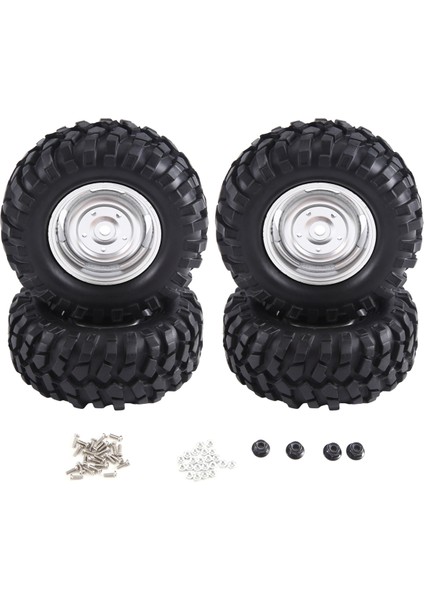 4 Adet 96MM 1.9 Inç Jant Lastik Kilitlenme 1/10 Rc Paletli Araba Eksenel SCX10 Redcat, Gümüş (Yurt Dışından)