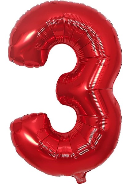 Balon Kırmızı 3 Rakamı 40 Inç 100 cm