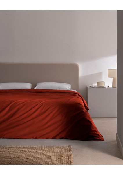 Manon Tek Kişilik %100 Pamuk Ranforce Düz Nevresim - Turuncu