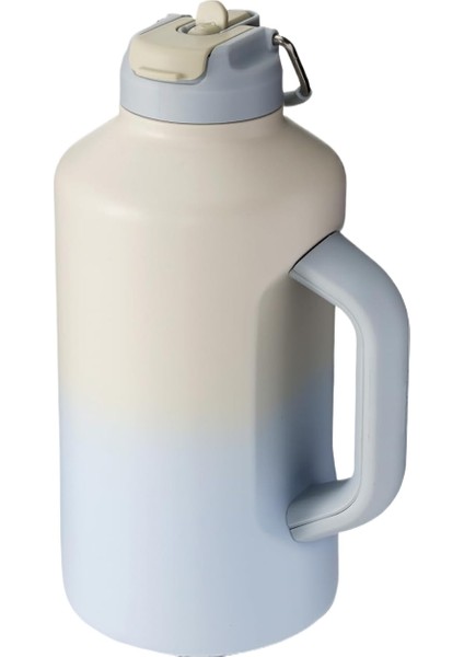 64OZ Paslanmaz Çelik Termos Kupa Büyük Kapasiteli Saman Kupası Açık Taşınabilir Araba Sporları Su Şişesi (Yurt Dışından)